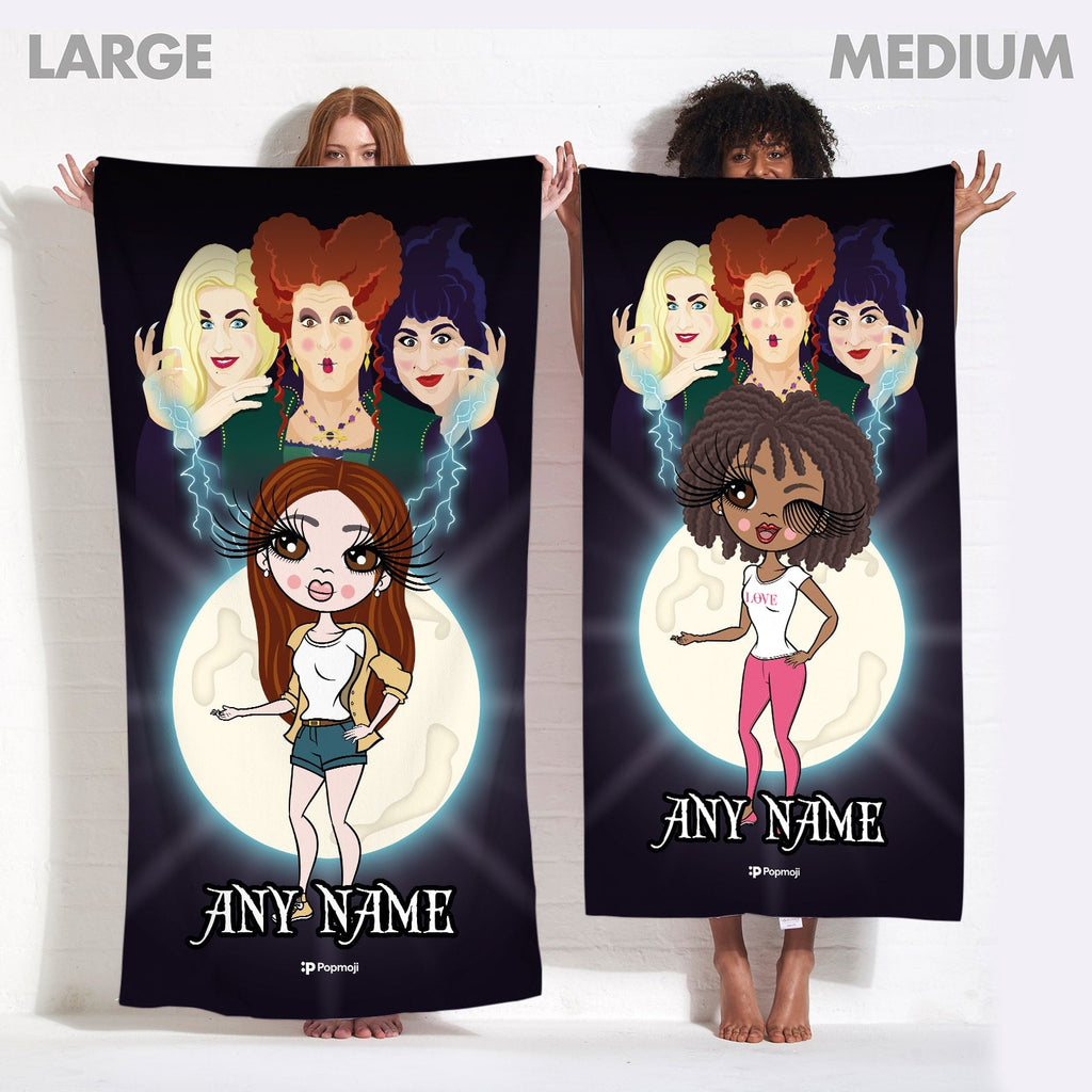 Womens Personalized Mischievous Witches Beach Towel