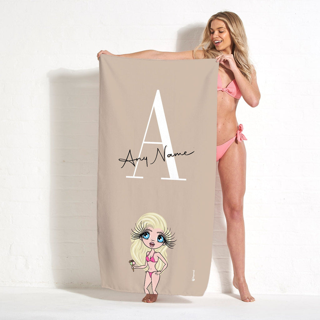 Womens Personalized The LUX Collection Initial Nude Beach Towel