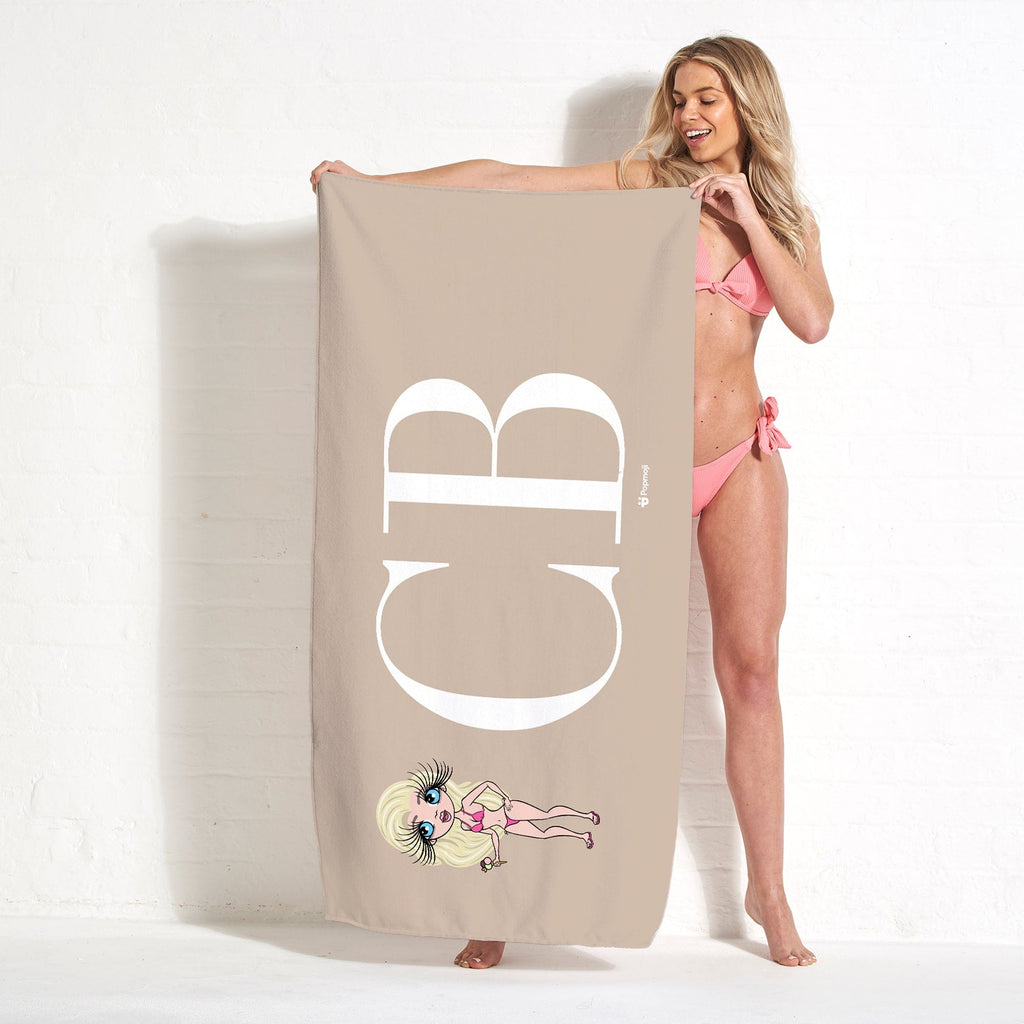 Womens Personalized The LUX Collection Initial Nude Landscape Beach Towel