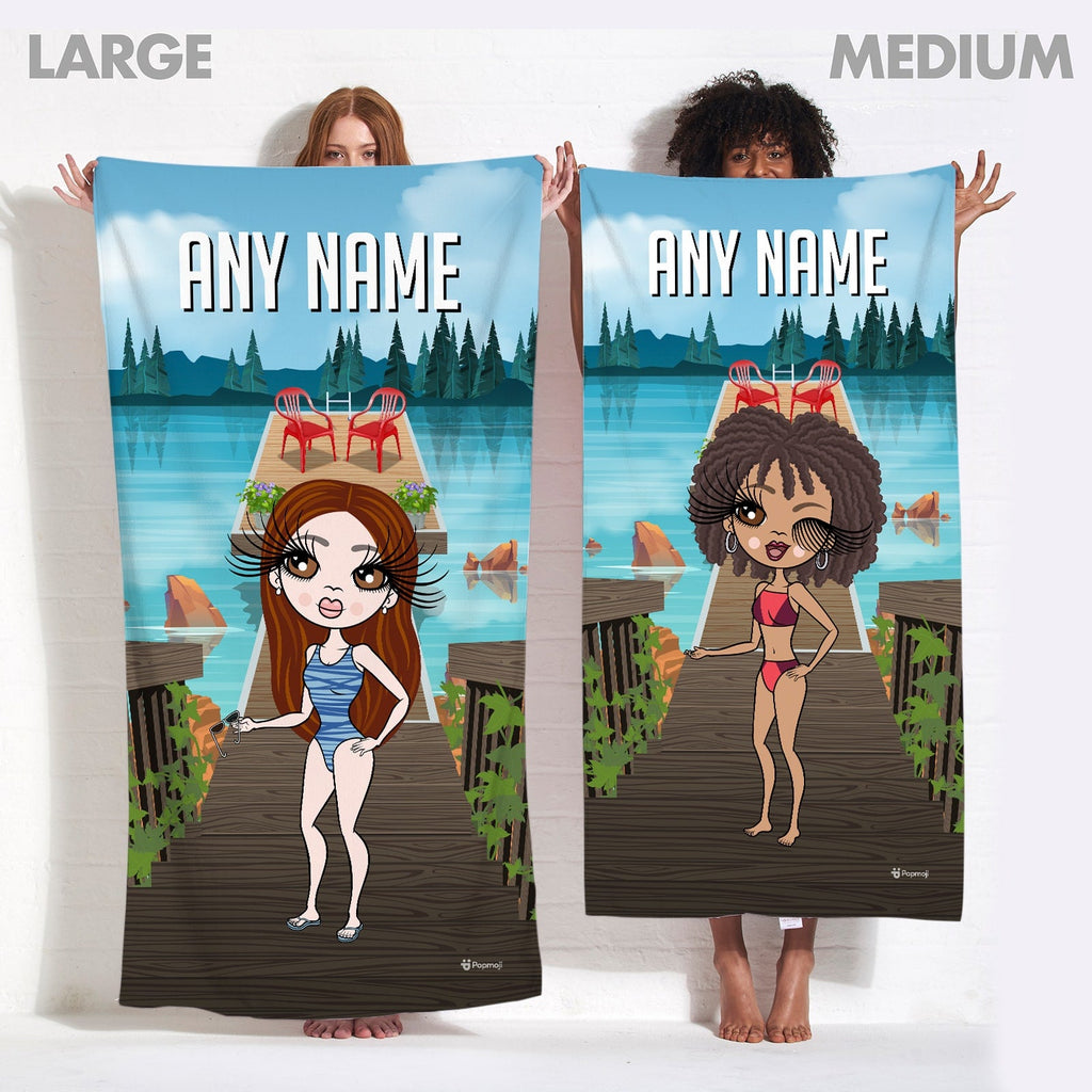 Womens Personalized Lake Beach Towel