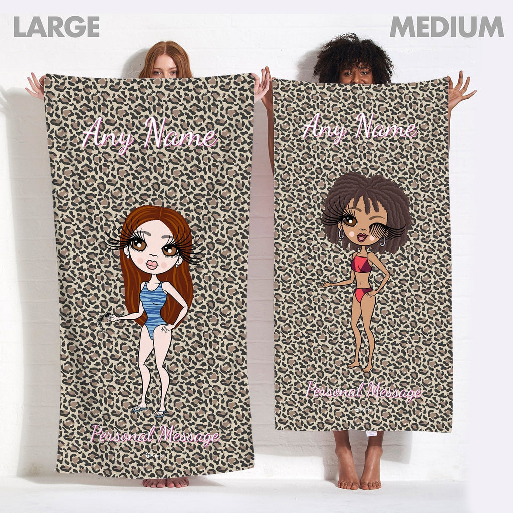 Womens Personalized Leopard Print Beach Towel