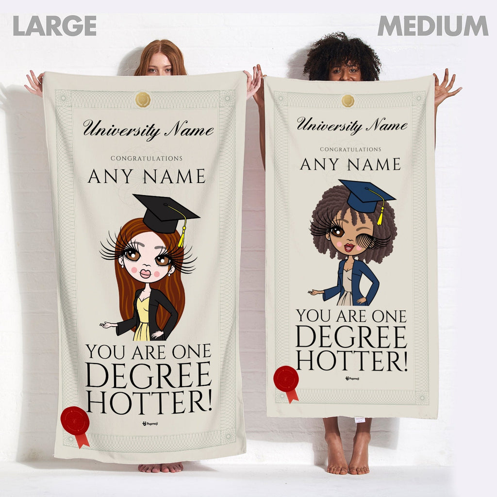 Womens Personalized Graduation One Degree Hotter Beach Towel