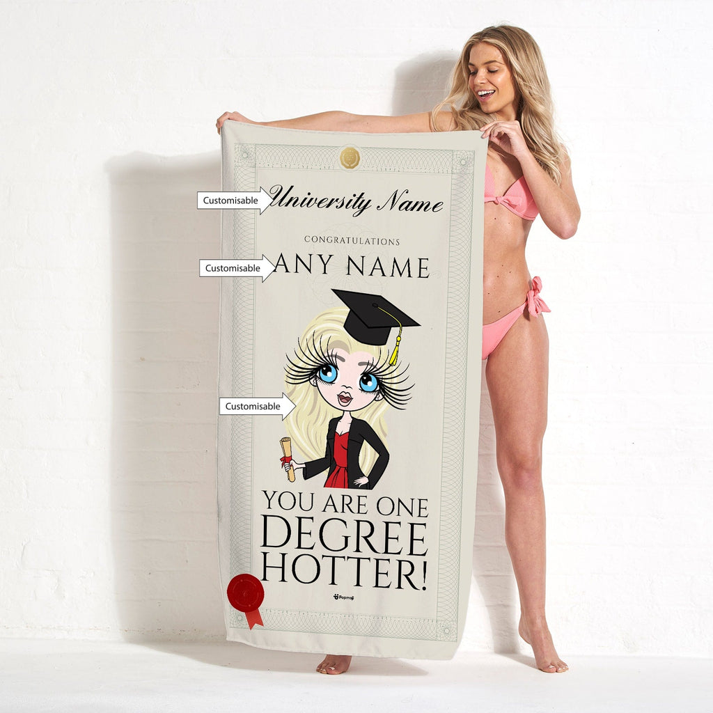 Womens Personalized Graduation One Degree Hotter Beach Towel