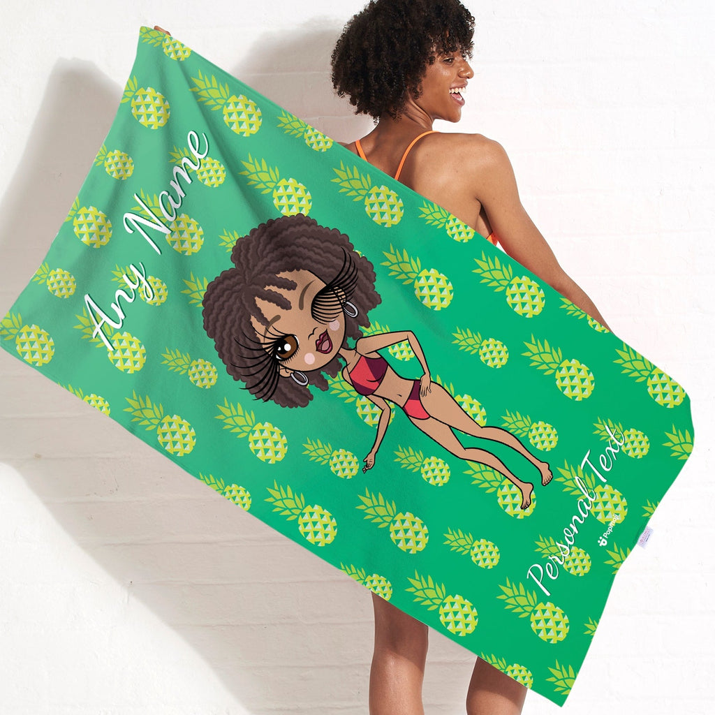 Womens Personalized Pineapple Beach Towel