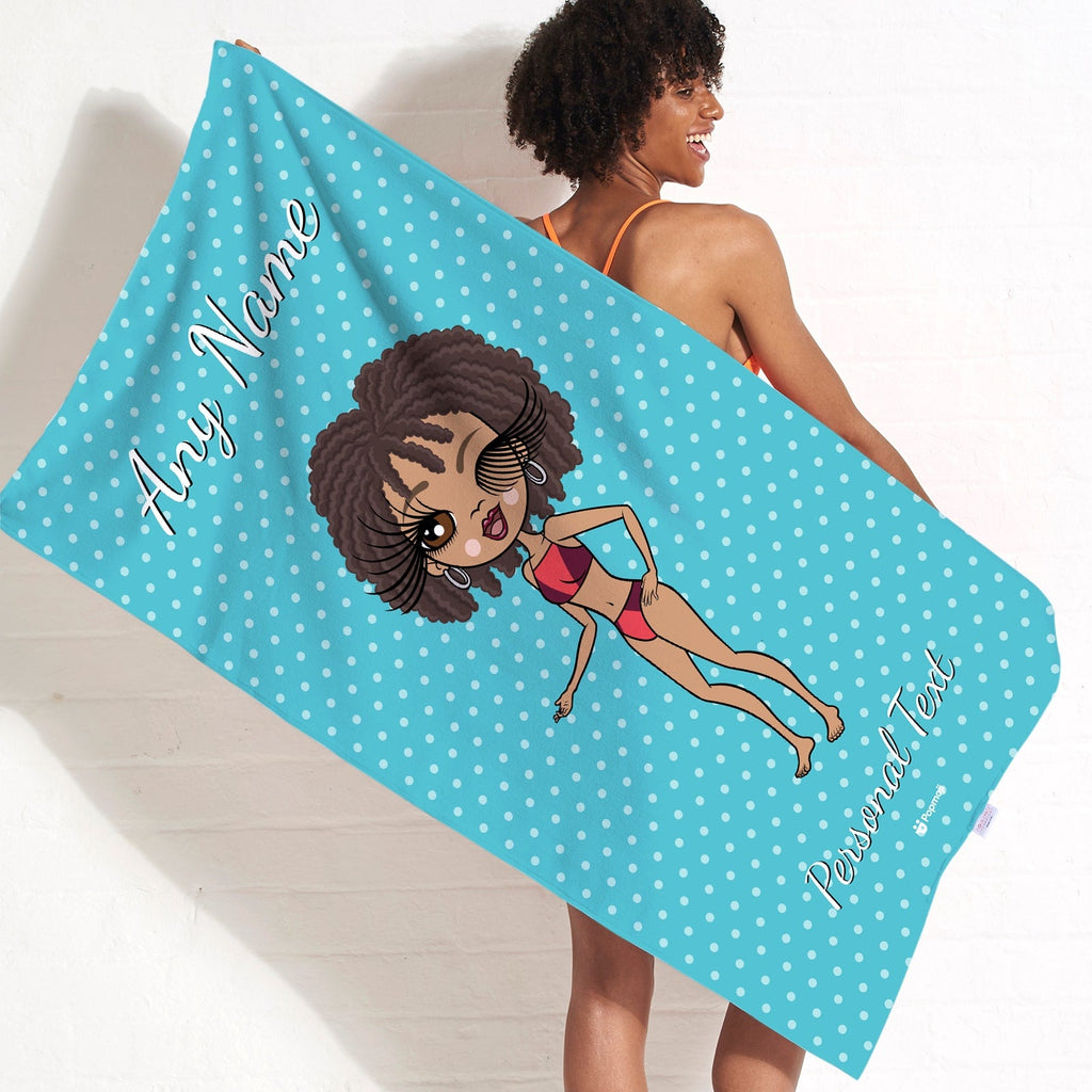 Womens Personalized Polka Dot Beach Towel