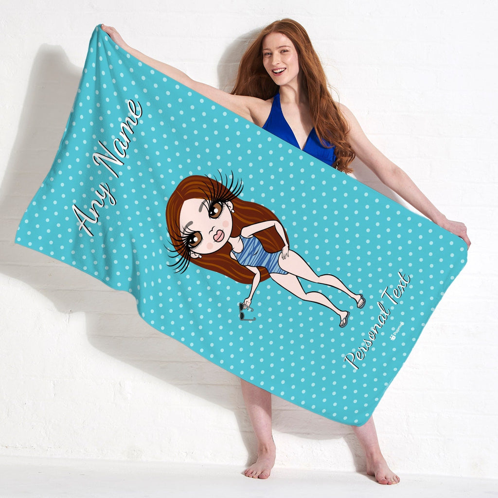 Womens Personalized Polka Dot Beach Towel