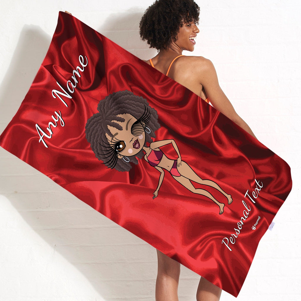 Womens Personalized Silky Satin Effect Beach Towel