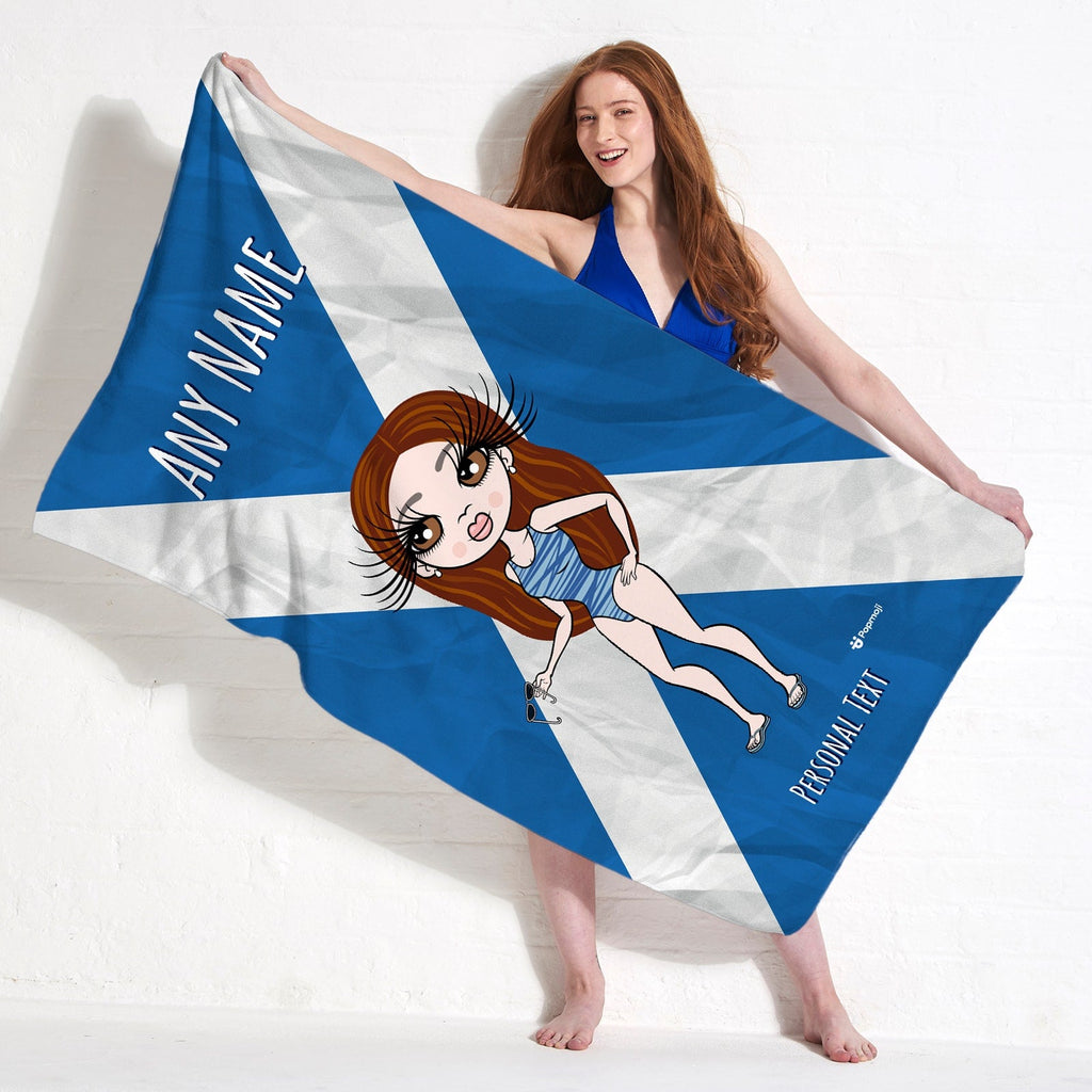 Womens Personalized Scottish Flag Beach Towel