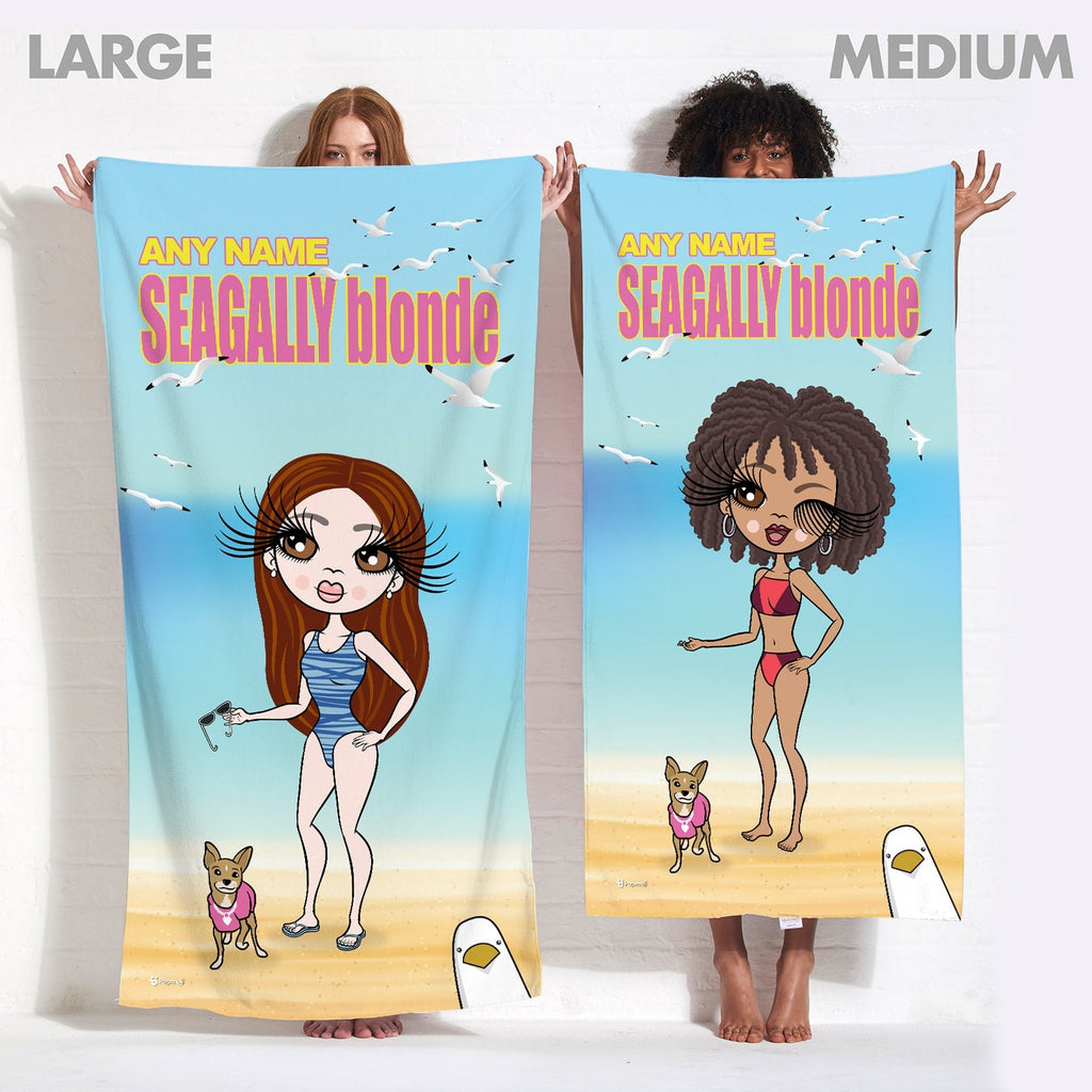 Womens Personalized Seagully Blonde Beach Towel