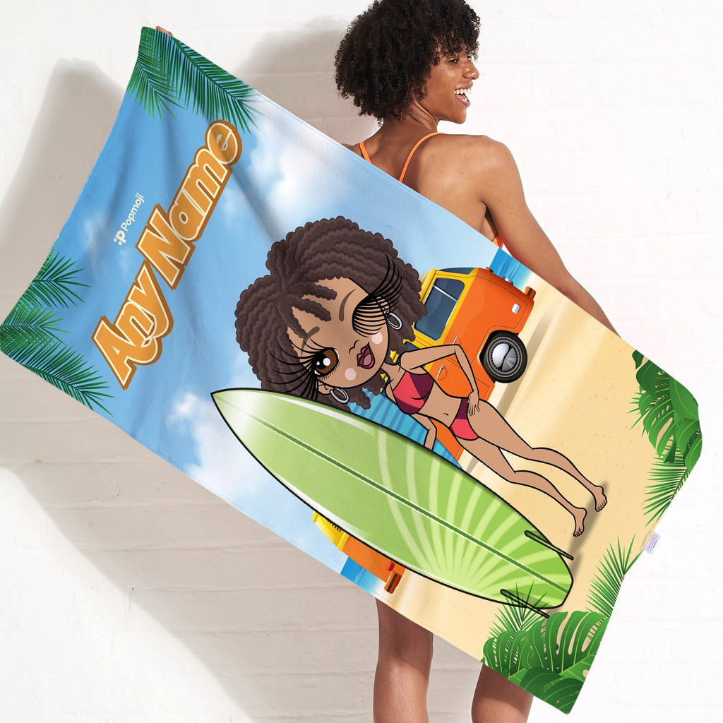 Womens Personalized Surfer Chick Beach Towel