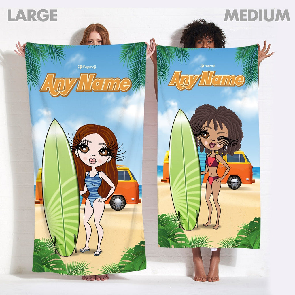 Womens Personalized Surfer Chick Beach Towel