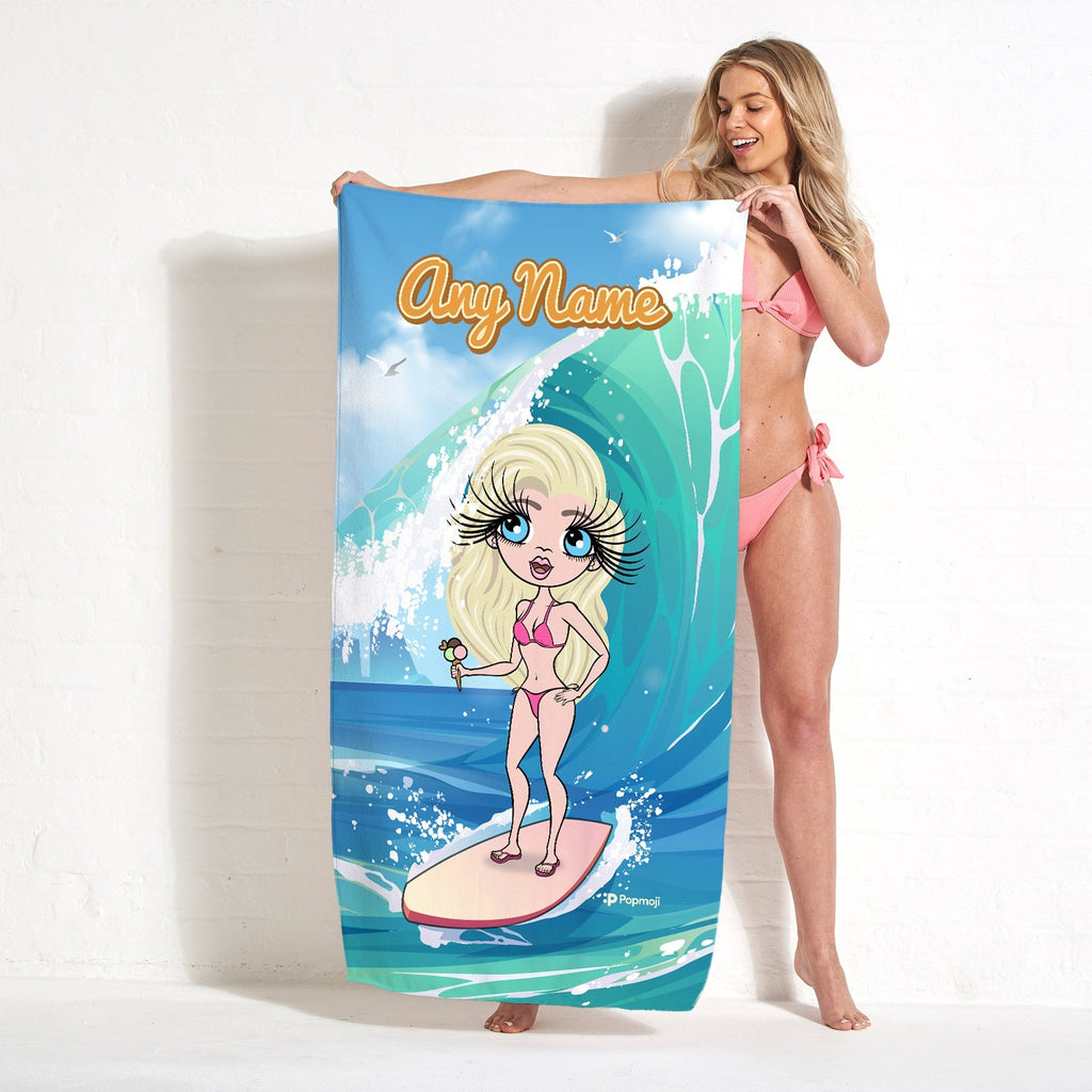 Womens Personalized Surfs Up Beach Towel