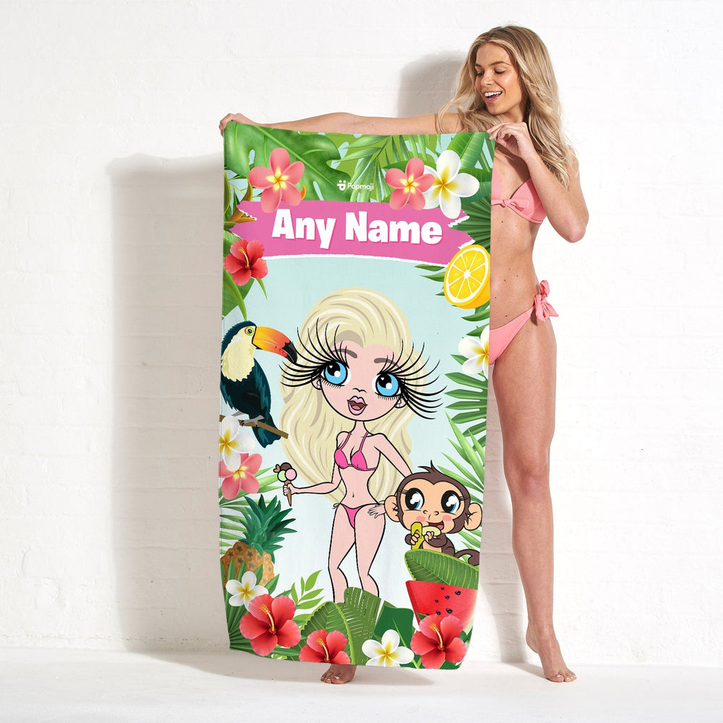 Womens Personalized Tropical Fun Beach Towel