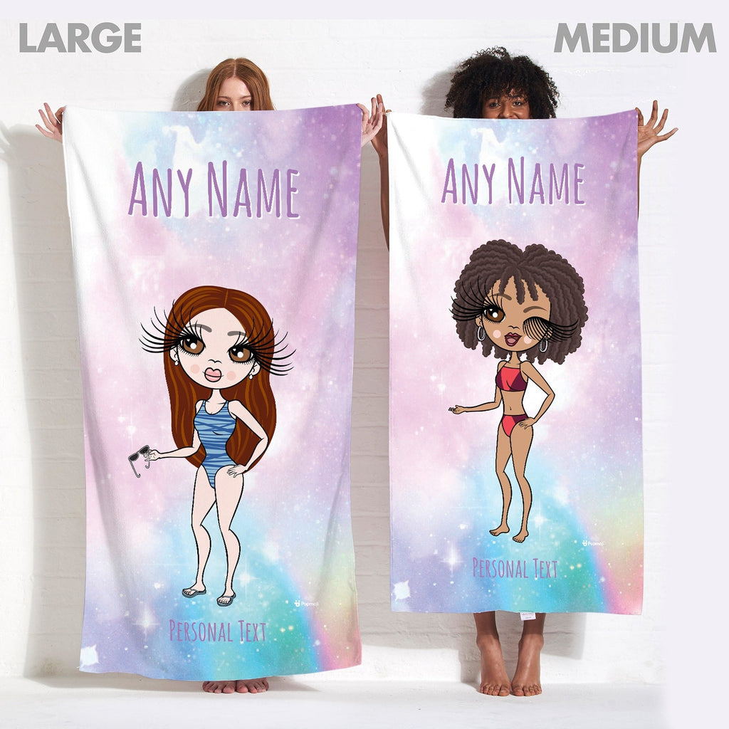 Womens Personalized Unicorn Colours Beach Towel