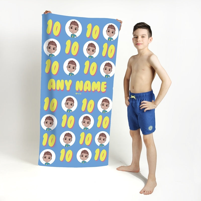 Popmoji Boys Personalized 10th Birthday Beach Towel - Image 2