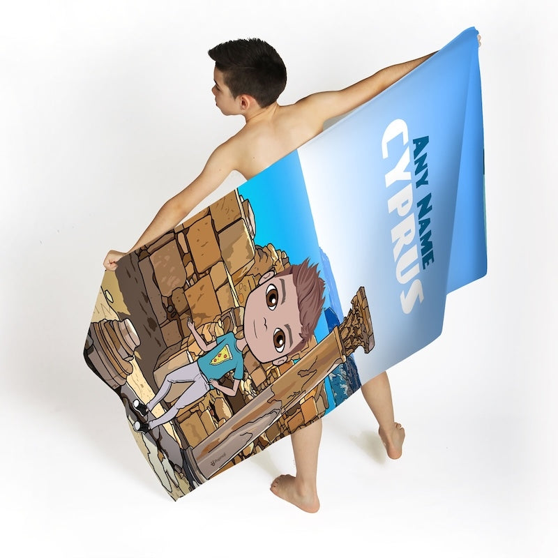 Boys Personalized Cypriot Ruins Beach Towel - Image 2