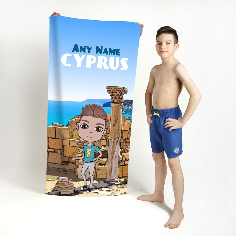 Boys Personalized Cypriot Ruins Beach Towel - Image 3