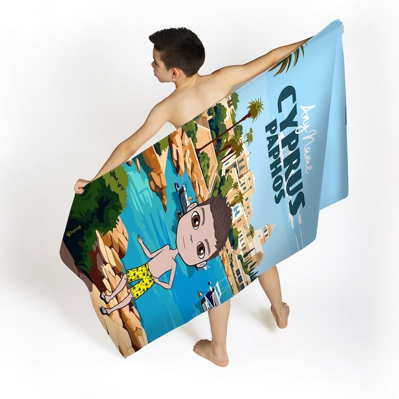 Boys Personalized Cyprus Paphos Beach Towel - Image 2