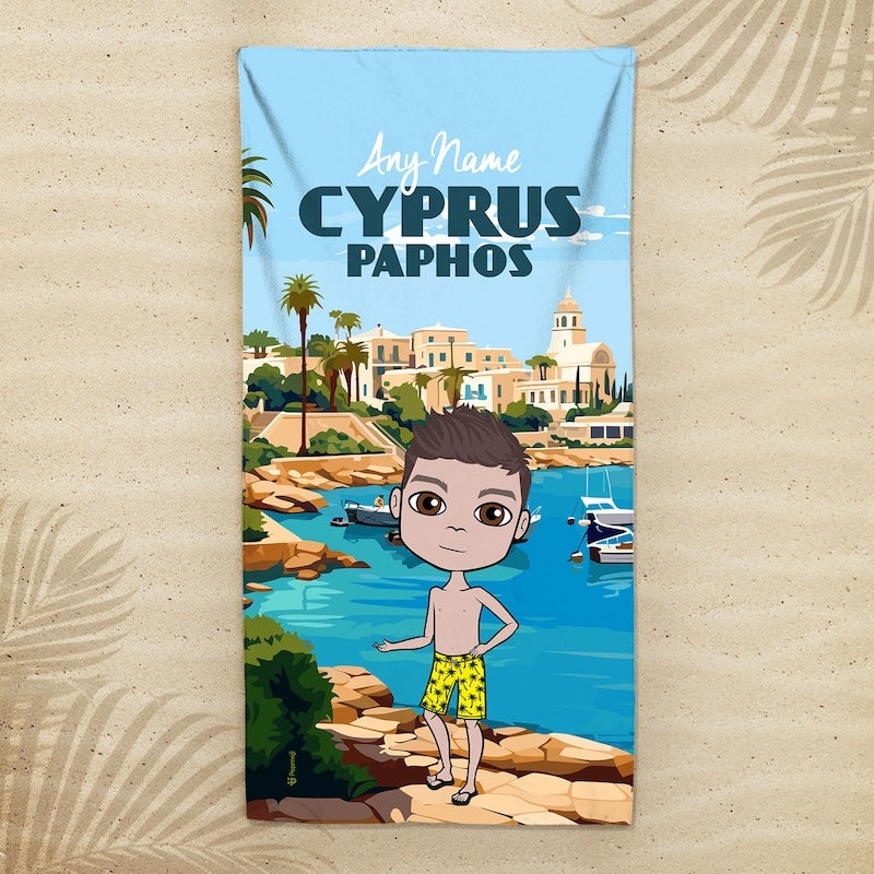 Boys Personalized Cyprus Paphos Beach Towel - Image 3