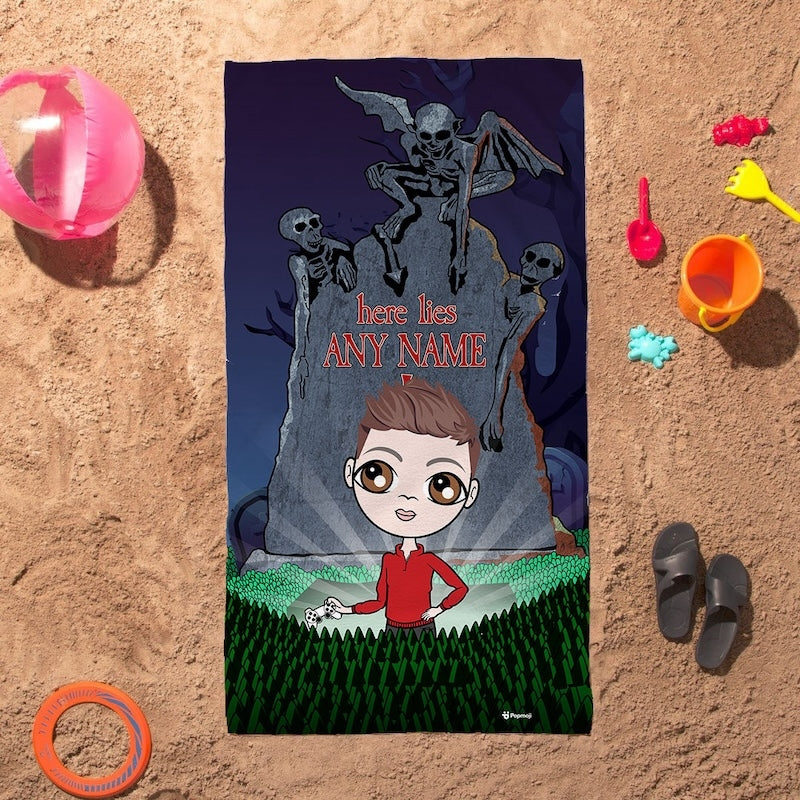 Jnr Boys Ghostly Grave Beach Towel - Image 1