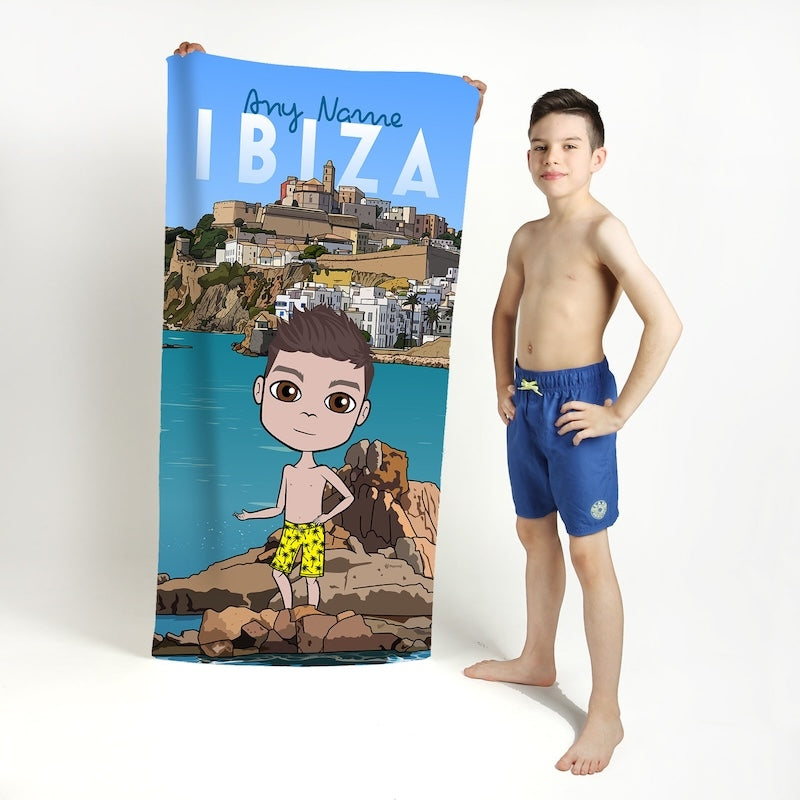 Boys Personalized Ibiza Town Beach Towel - Image 3