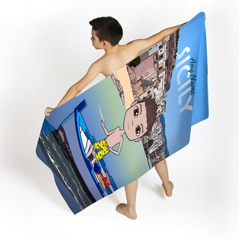 Boys Personalized Sicily Beach Towel - Image 2