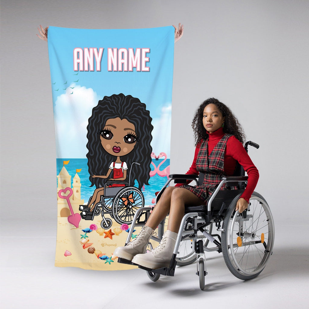 Girls Personalized Flamingo Fun Wheelchair Beach Towel