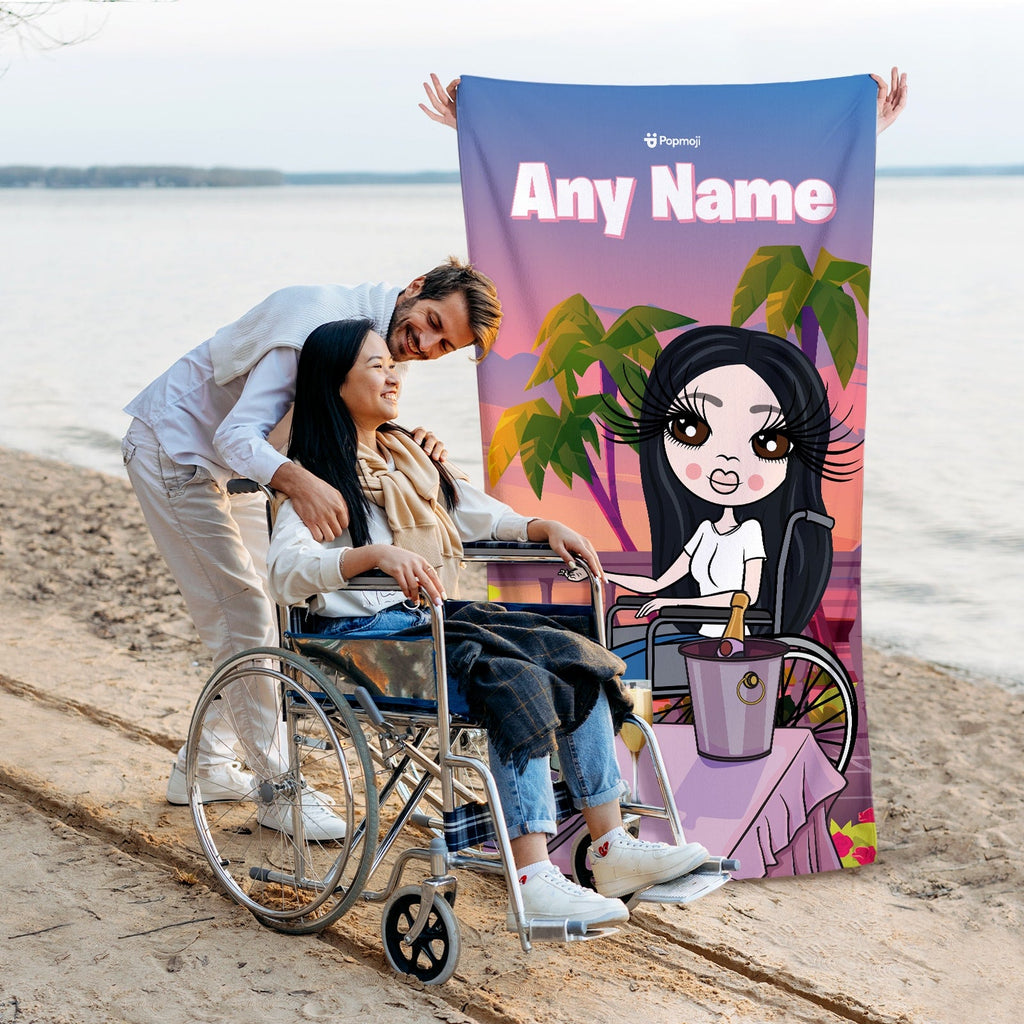 Womens Personalized Sunset Meal Wheelchair Beach Towel