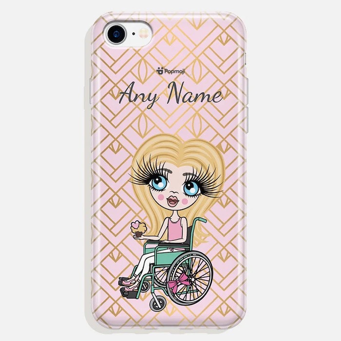 Girls Personalized Wheelchair Gold Geo Print Phone Case