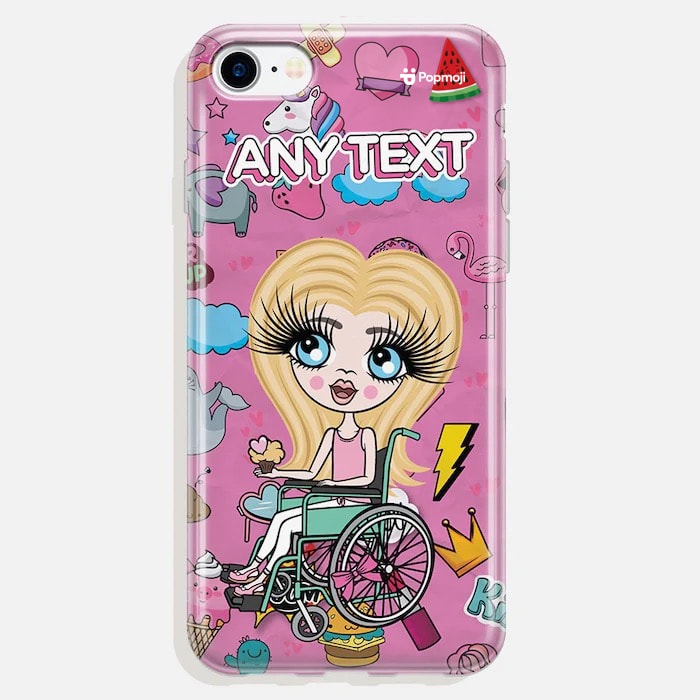 Girls Personalized Wheelchair Stickers Print Phone Case