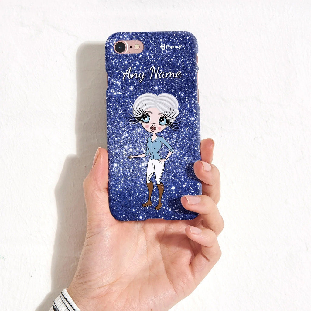 Womens Personalized Glitter Effect Phone Case - Blue