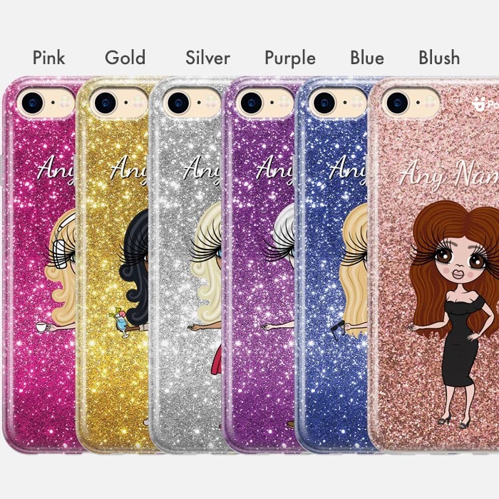 Womens Personalized Glitter Effect Phone Case - Gold