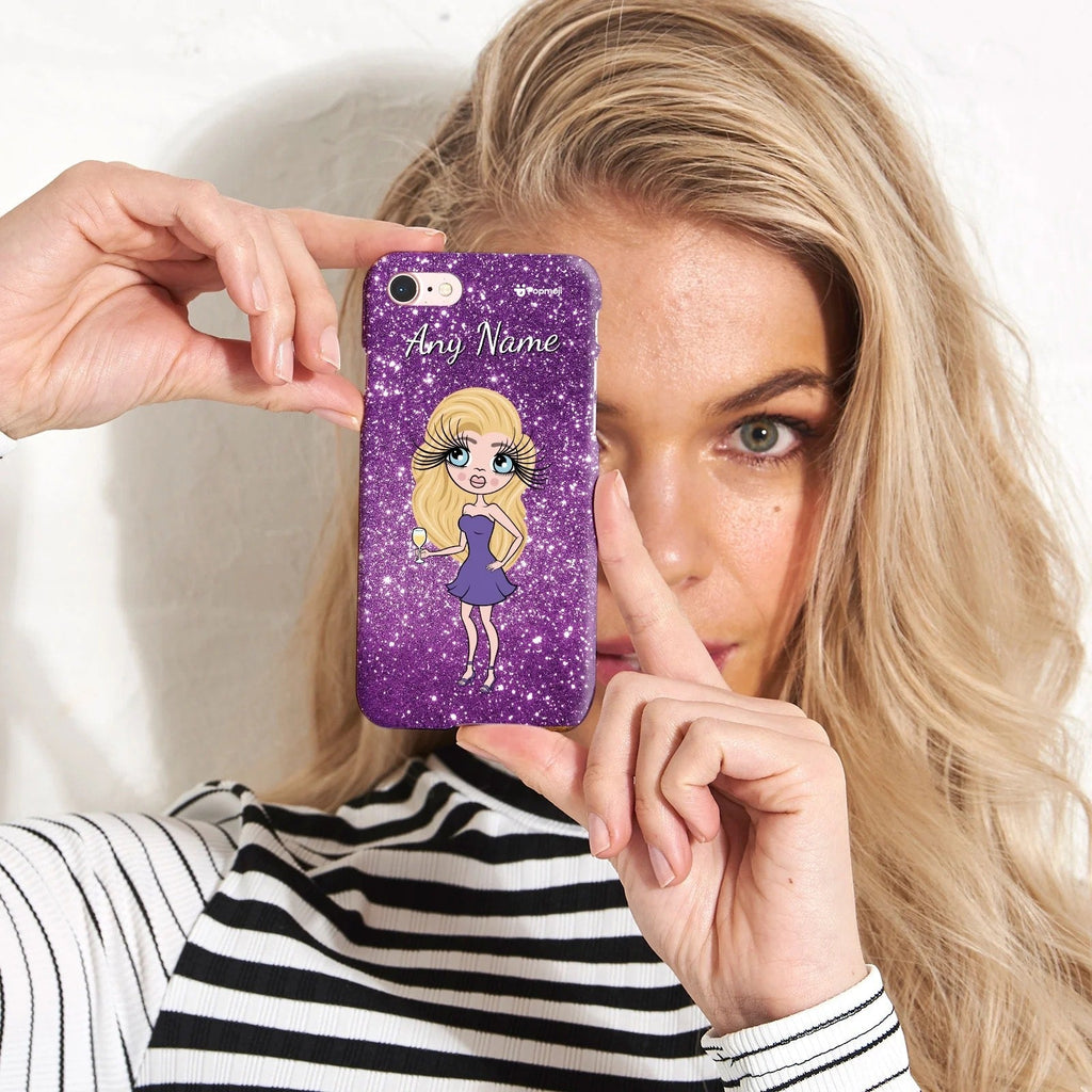 Womens Personalized Glitter Effect Phone Case - Purple