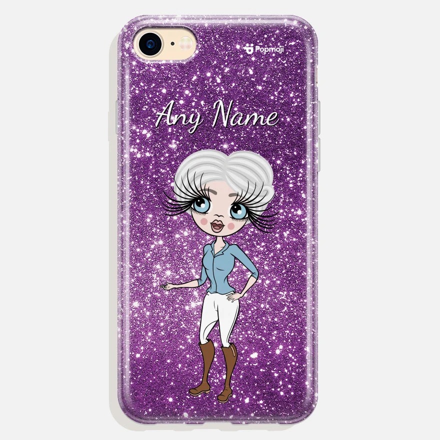 Womens Personalized Glitter Effect Phone Case - Purple