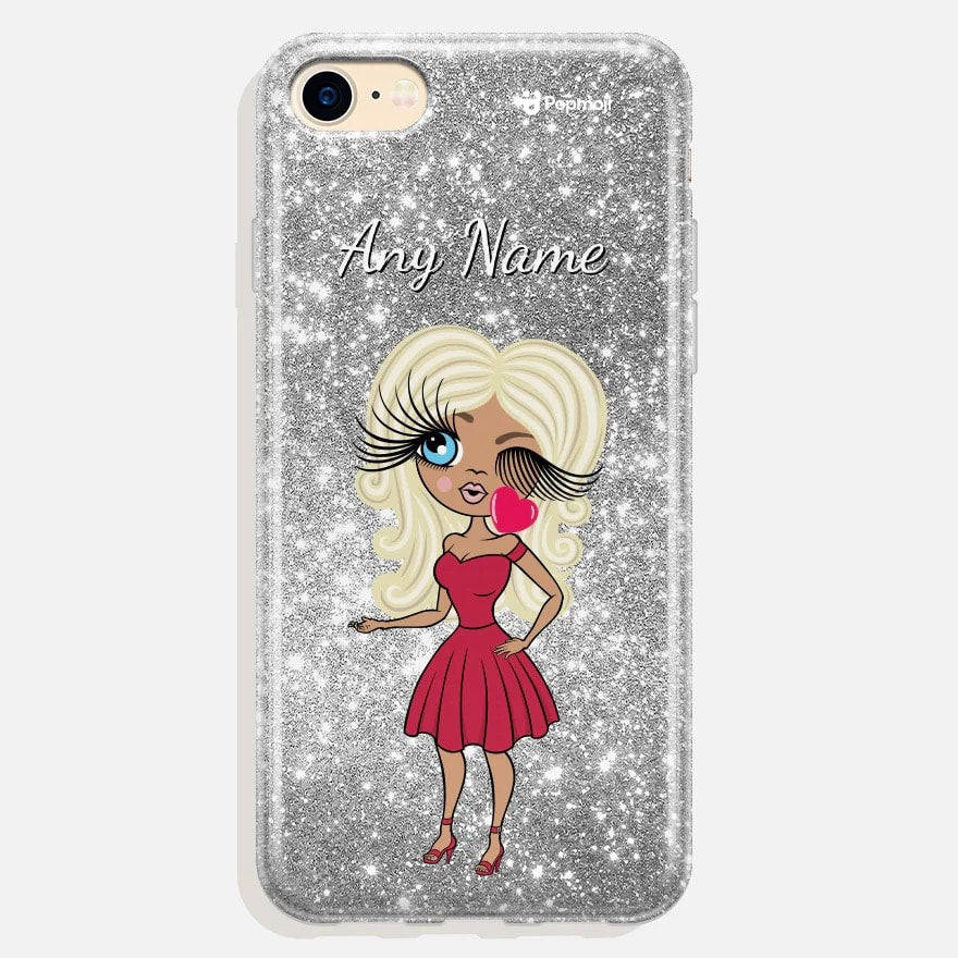 Womens Personalized Glitter Effect Phone Case