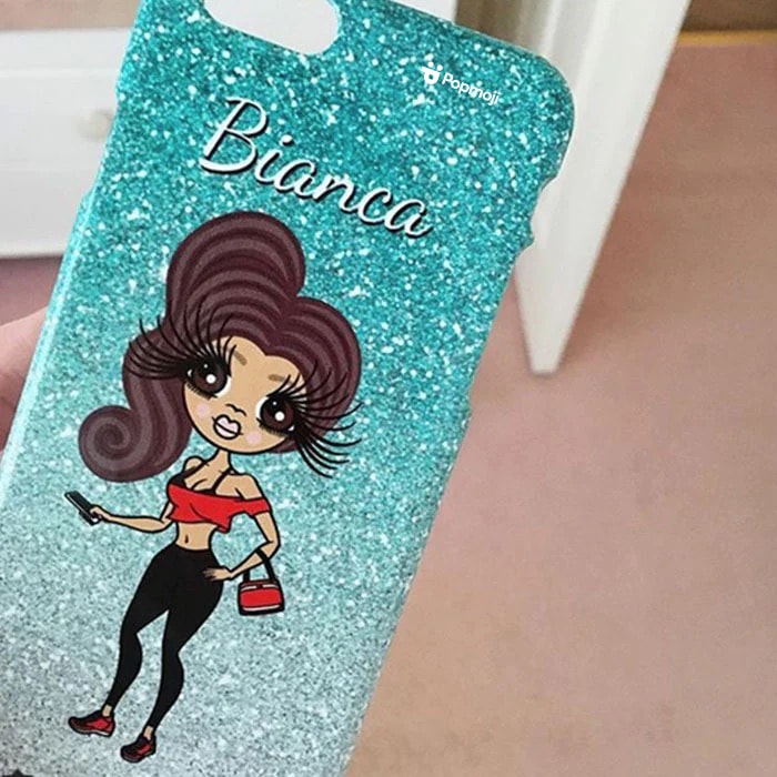 Womens Personalized Ombre Glitter Effect Phone Case