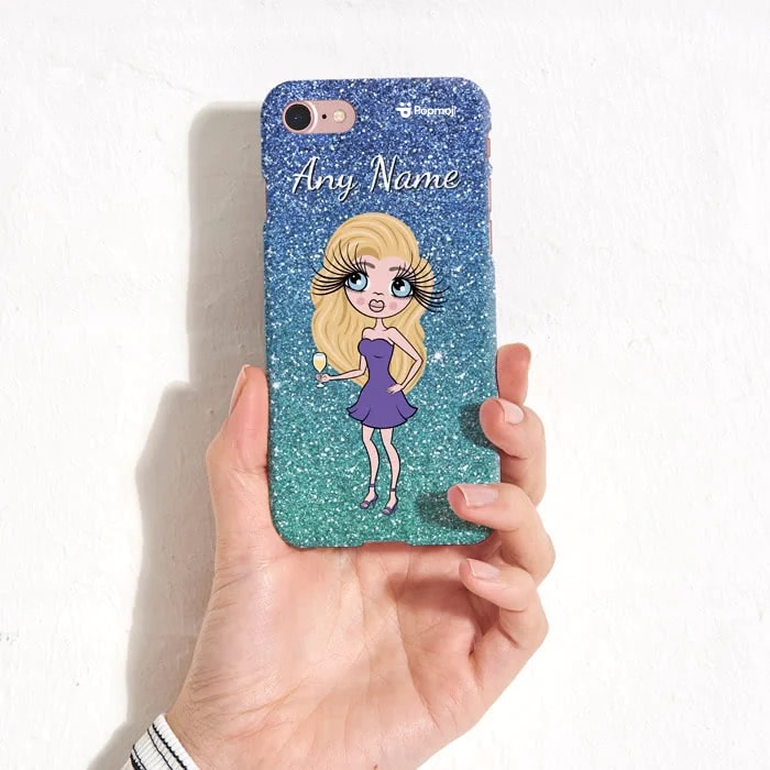 Womens Personalized Ombre Glitter Effect Phone Case