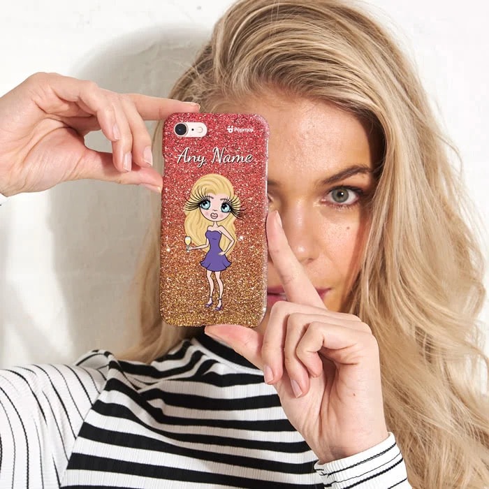 Womens Personalized Ombre Glitter Effect Phone Case