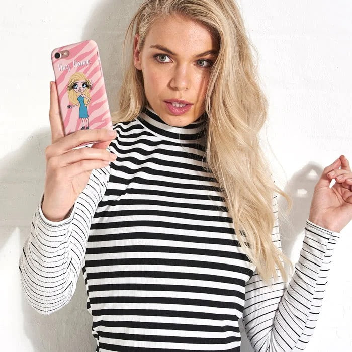 Womens Personalized Pink Zebra Phone Case