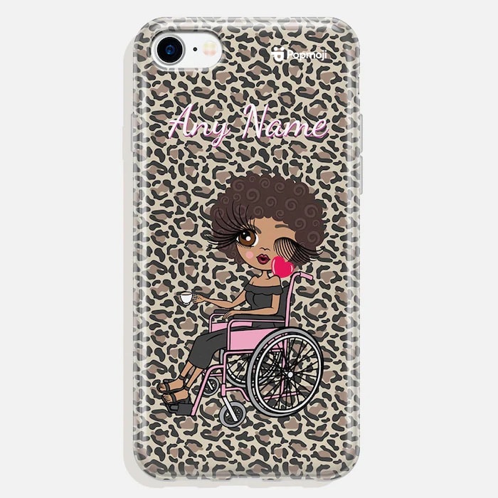 Womens Personalized Wheelchair Leopard Print Phone Case