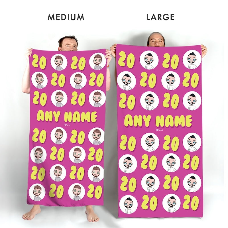 Popmoji Mens Personalized 20th Birthday Beach Towel - Image 4