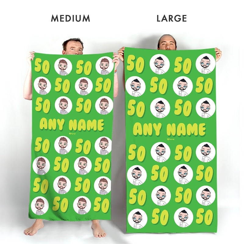 Popmoji Mens Personalized 50th Birthday Beach Towel - Image 3