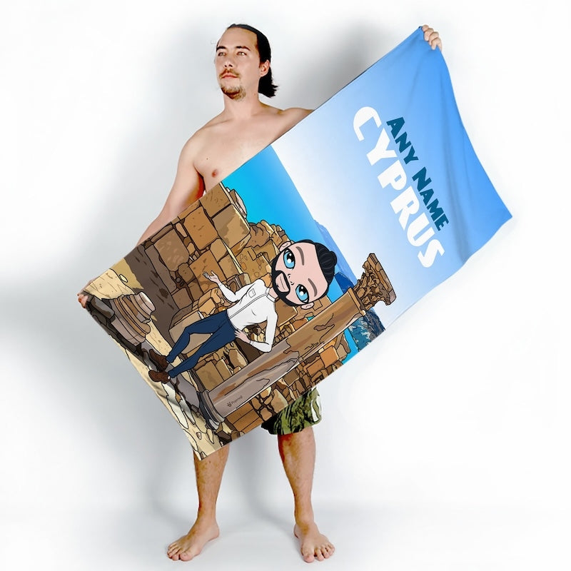 Mens Personalized Cypriot Ruins Beach Towel - Image 3