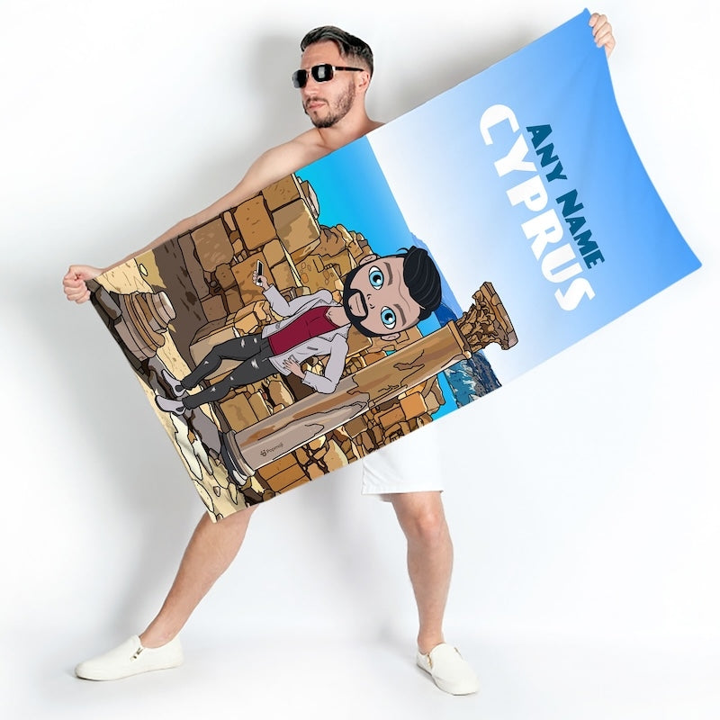 Mens Personalized Cypriot Ruins Beach Towel - Image 4