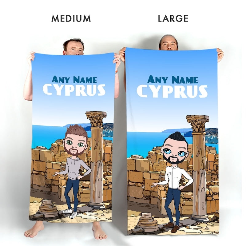 Mens Personalized Cypriot Ruins Beach Towel - Image 2