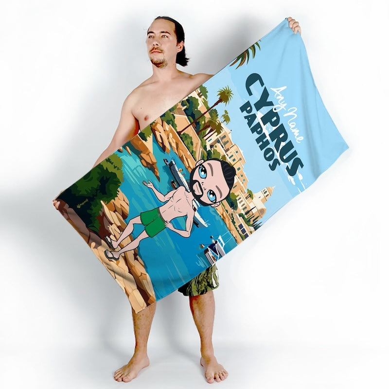 Mens Personalized Cyprus Paphos Beach Towel - Image 3