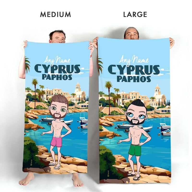 Mens Personalized Cyprus Paphos Beach Towel - Image 4