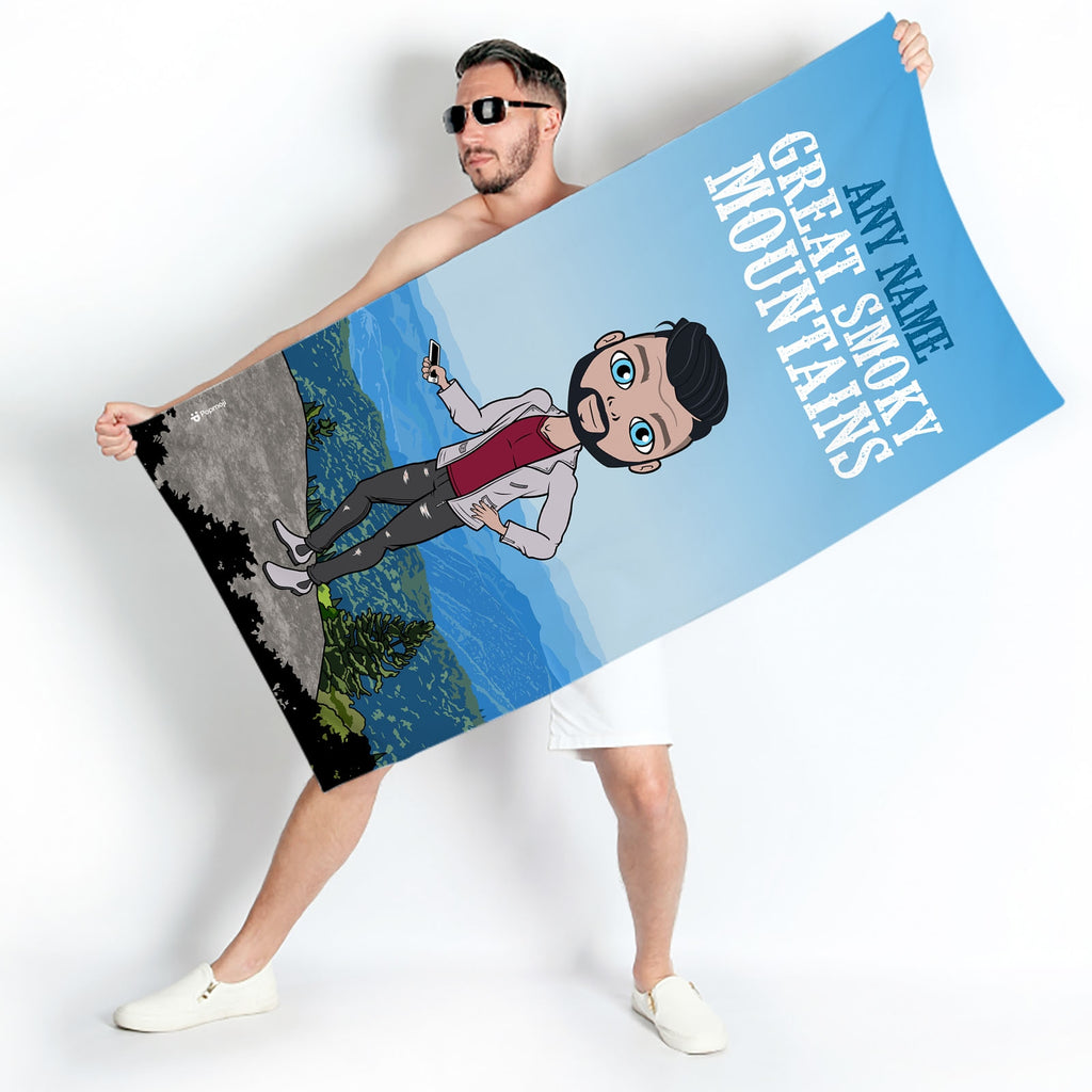 Mens Personalized Great Smoky Mountains Beach Towel - Image 2