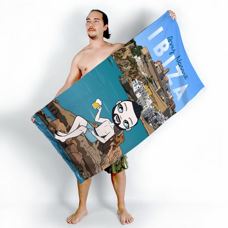 Mens Personalized Ibiza Town Beach Towel - Image 2