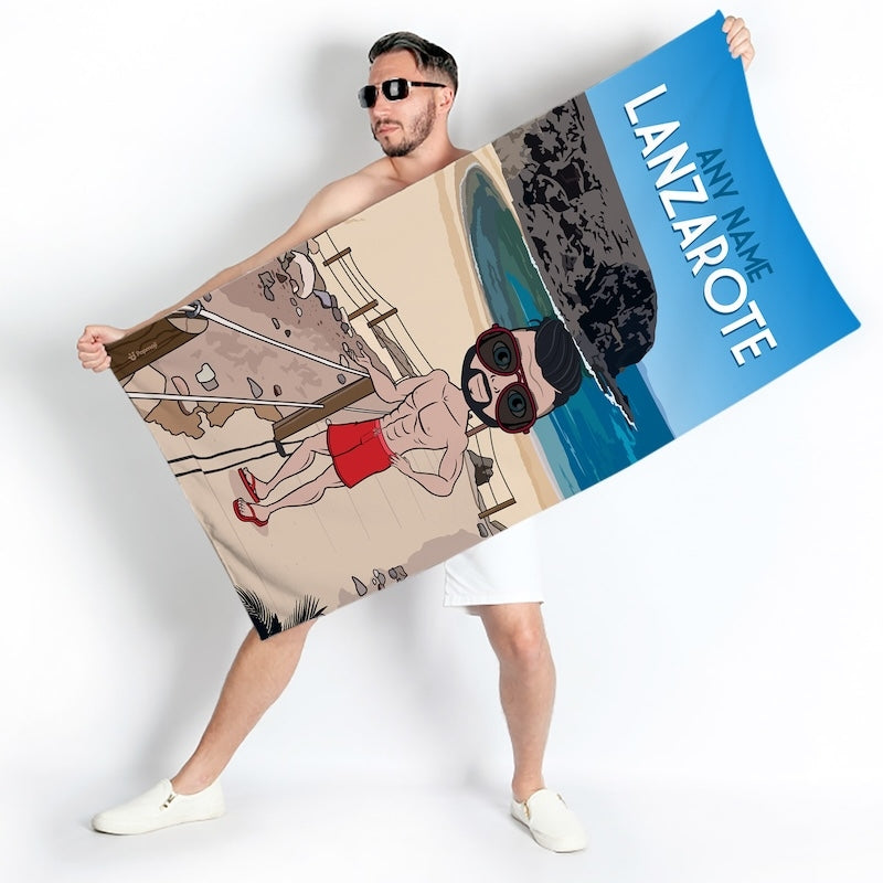 Mens Personalized Lanzarote Beach Towel - Image 2